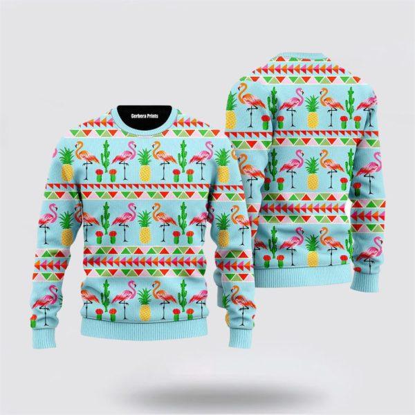 Flamingo Flamingle All The Way Pattern Ugly Christmas Sweater – Christmas Gifts For Frends