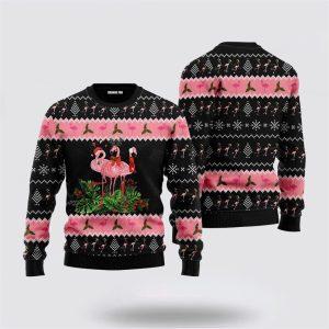 Flamingo Jingle Bell Tropical Ugly Christmas Sweater…
