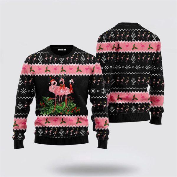 Flamingo Jingle Bell Tropical Ugly Christmas Sweater – Christmas Gifts For Frends