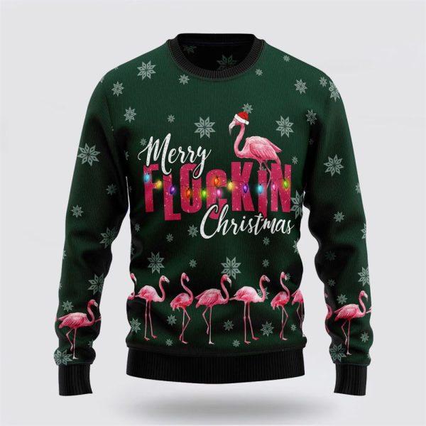 Flamingo Merry Flockin Christmas Ugly Christmas Sweater – Christmas Gifts For Frends