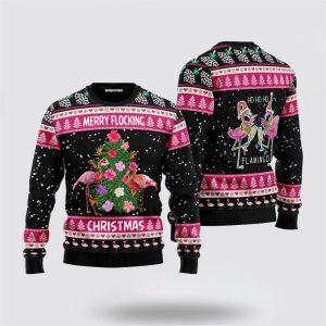 Flamingo Merry Flocking Christmas Ugly Christmas Sweater…