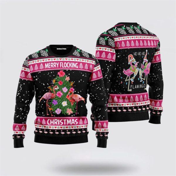 Flamingo Merry Flocking Christmas Ugly Christmas Sweater – Christmas Gifts For Frends