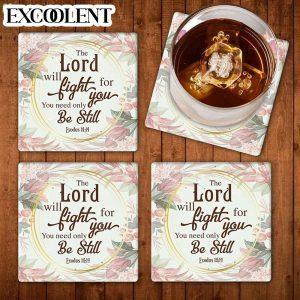 Floral Exodus 1414 The Lord Will Fight For You Stone Coasters Coasters Gifts For Christian 1 agdj5a.jpg