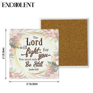 Floral Exodus 1414 The Lord Will Fight For You Stone Coasters Coasters Gifts For Christian 4 rl4mc4.jpg