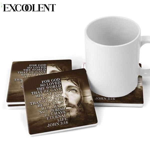 For God So Loved The World John 316 Stone Coasters – Coasters Gifts For Christian