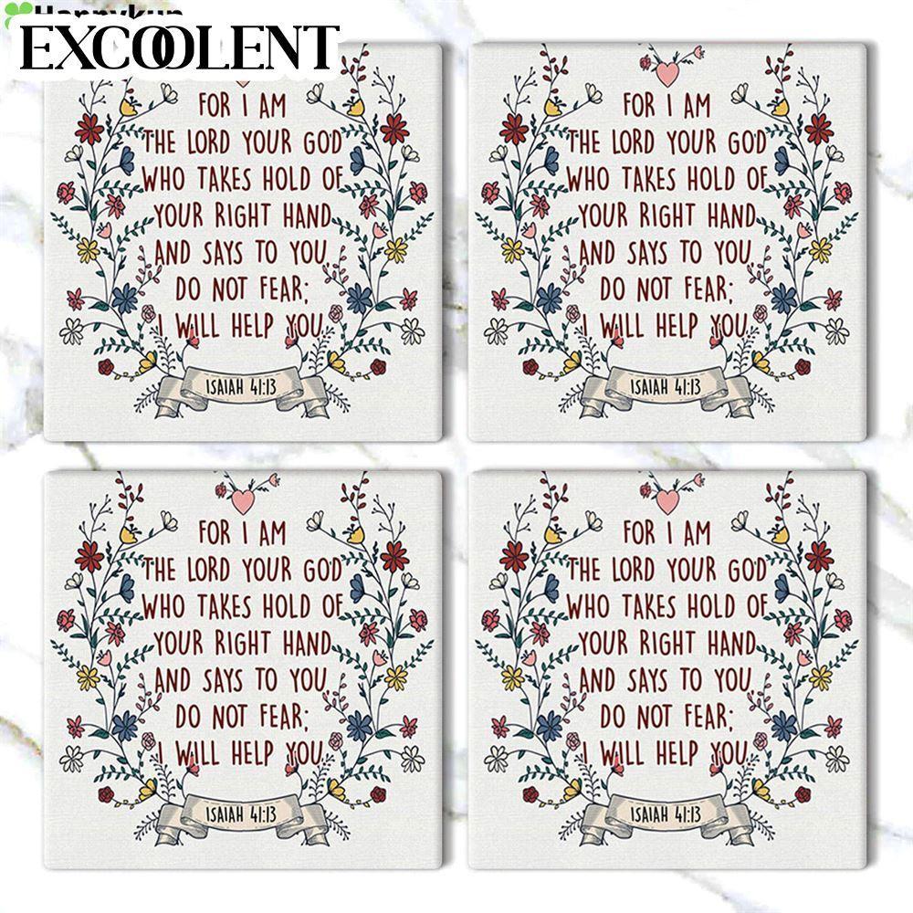 For I Am The Lord Your God Isaiah 4113 Scripture Stone Coasters – Coasters Gifts For Christian