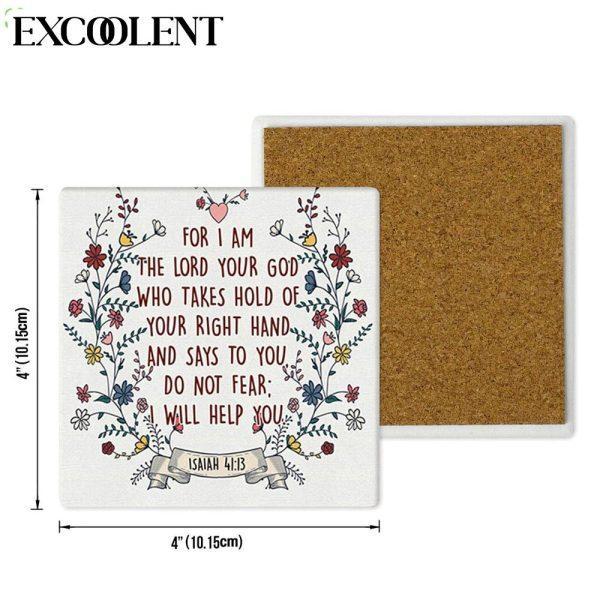 For I Am The Lord Your God Isaiah 4113 Scripture Stone Coasters – Coasters Gifts For Christian
