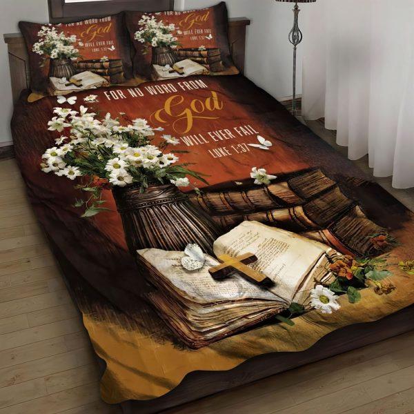 For No Word from God Will Ever Fail Luke Christian Quilt Bedding Set – Christian Gift For Believers