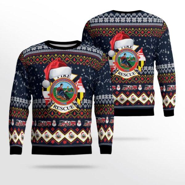 Frederick County Fire & Rescue 3D Ugly Christmas Sweater – Christmas Gifts For Firefighters