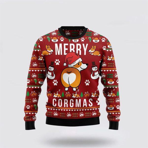 Funny Corgi Merry Corgmas Ugly Christmas Sweater 3D – Pet Lover Christmas Sweater