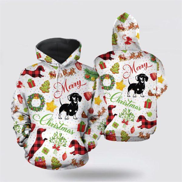 Funny Dachshund Christmas All Over Print 3D Hoodie – Pet Lover Christmas Hoodie