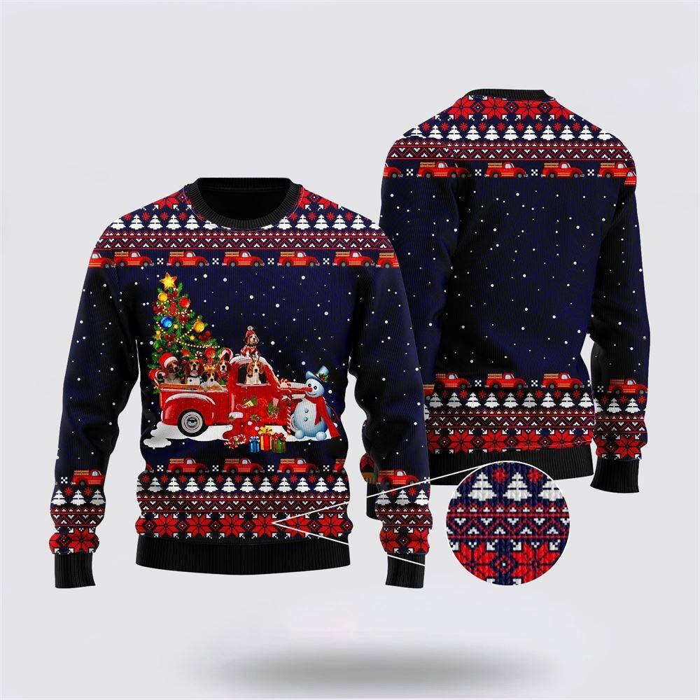Funny Dogs With Red Truck Christmas Holiday Ugly Christmas Sweater – Dog Lover Christmas Sweater Funny Dogs With Red Truck Christmas Holiday Ugly Christmas Sweater – Dog Lover Christmas Sweater