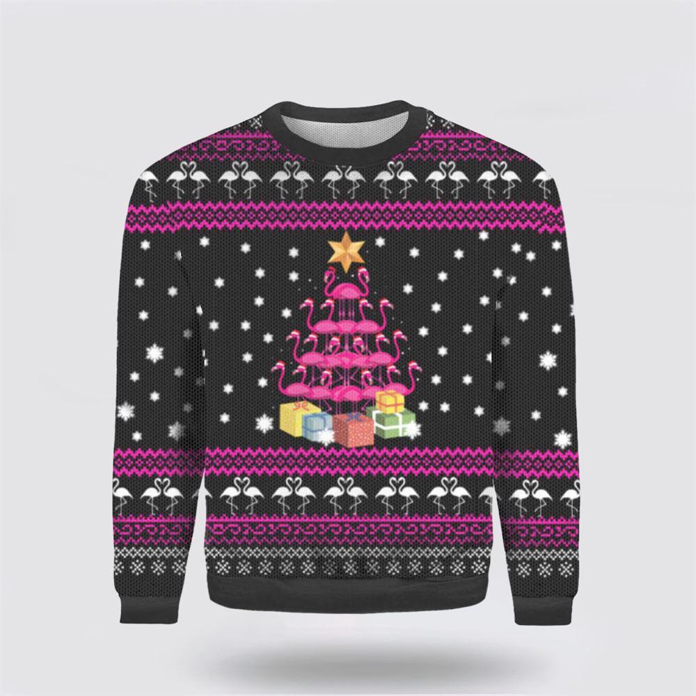 Funny Flamingo Tree Ugly Christmas Sweater For Men & Women – Christmas Gifts For Frends