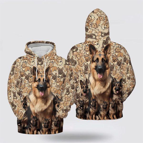 German Shepherd Dog Pattern All Over Print Hoodie Shirt – Gift For Dog Lover