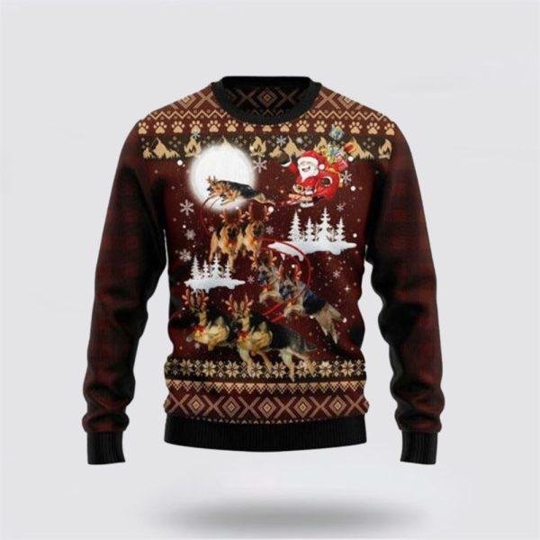German Shepherd Dog Reindeers Car Ugly Christmas Sweater – Dog Lover Christmas Sweater