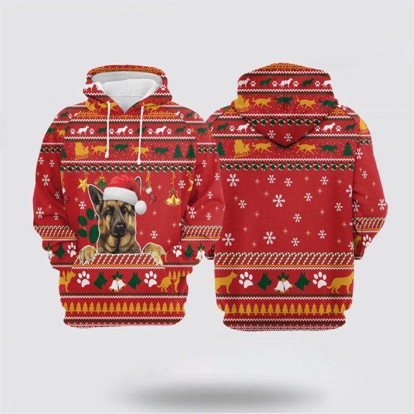 German Shepherd Waiting For Christmas All Over Print 3D Hoodie – Pet Lover Christmas Hoodie