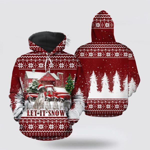 German Shorthaired Pointer Let It Snow Christmas All Over Print 3D Hoodie – Pet Lover Christmas Hoodie