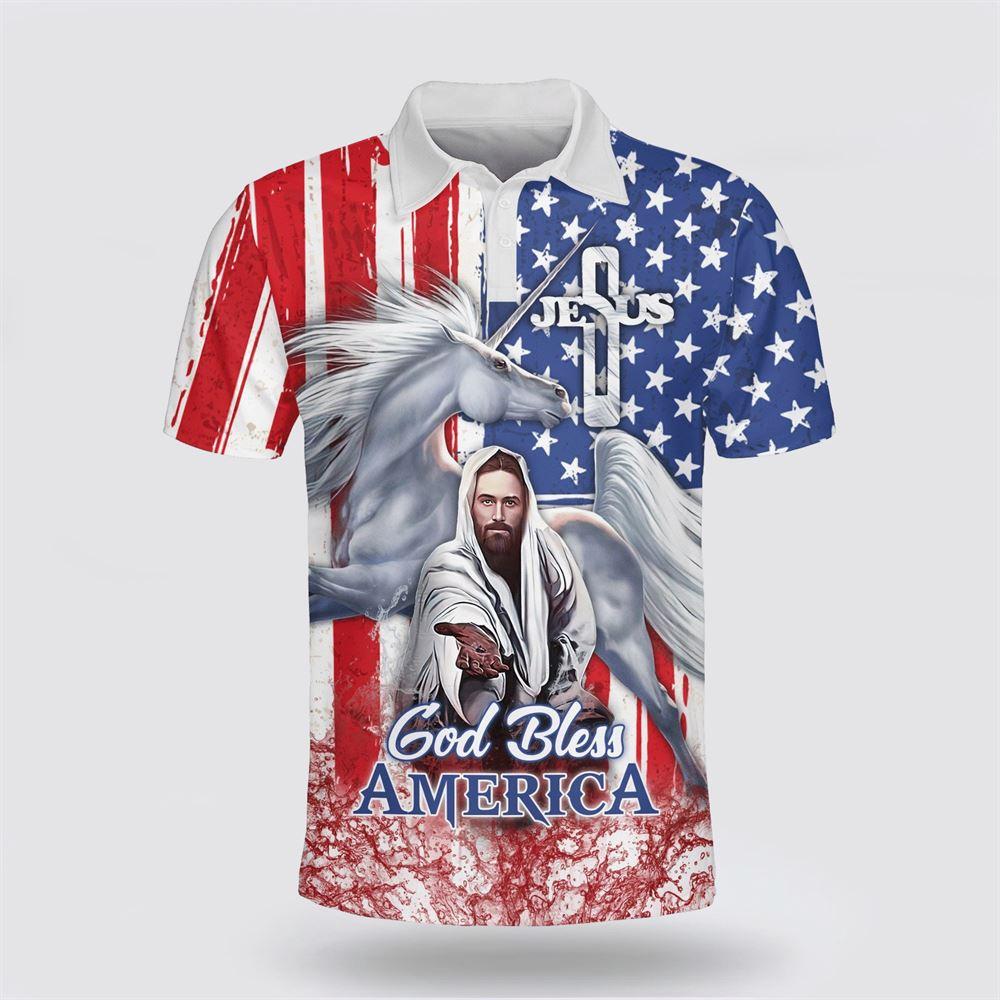 God Bless America Horse Polo Shirt – Gifts For Christians