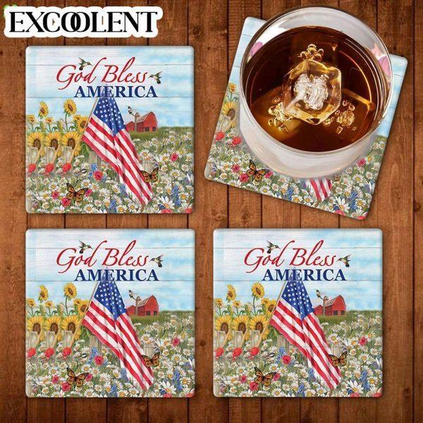 God Bless America Stone Coasters – Coasters Gifts For Christian