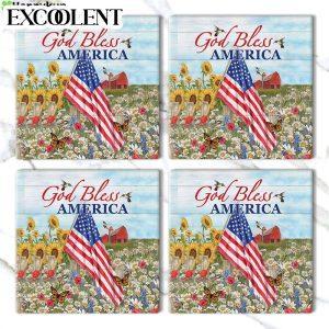 God Bless America Stone Coasters Coasters Gifts For Christian 3 Tee