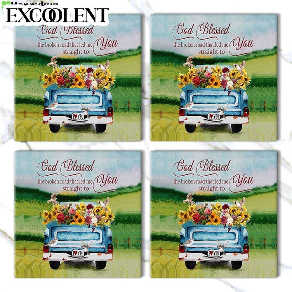 God Blessed The Broken Road Stone Coasters – Coasters Gifts For Christian God Blessed The Broken Road Stone Coasters – Coasters Gifts For Christian