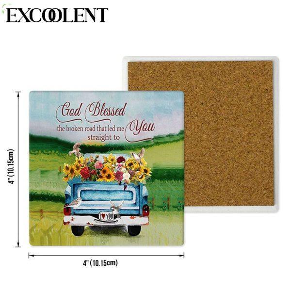 God Blessed The Broken Road Stone Coasters – Coasters Gifts For Christian