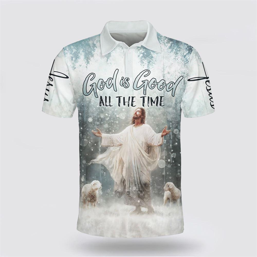 God Is Good All The Time Jesus And Lamb Polo Shirt – Gifts For Christians