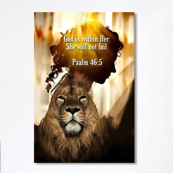 God Is Within Her She Will Not Fail Lion Canvas Prints – Lion Canvas Art – Christian Inspirational Canvas