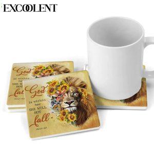 God Is Within Her She Will Not Fall Sunflower Lion Stone Coasters Coasters Gifts For Christian 2 n9ck9t.jpg