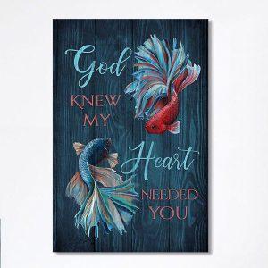 God Knew My Heart Needed You Fish Canvas Wall Art Bible Verse Canvas Art Christian Home Decor n882dd.jpg