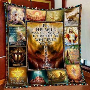 God Lord Jesus Christian Psalm 91 Christian Quilt Blanket – Christian Gift For Believers