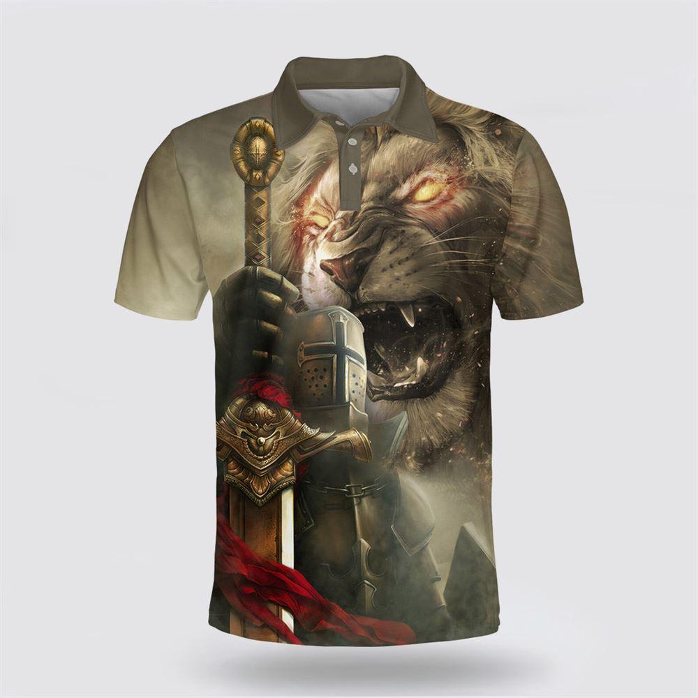 God Religion Christ Jesus And Lion Polo Shirt – Gifts For Christians
