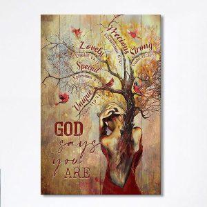 God Say You Are Beautiful Girl Red Cardinal Canvas Christian Wall Art Canvas Religious Home Decor pyfodr.jpg