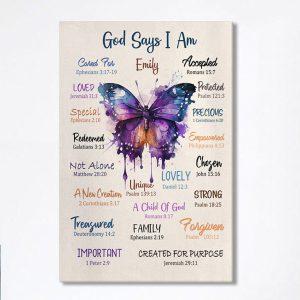 God Says About You Personalized Canvas Wall Art Christian Canvas Prints Bible Verse Gift For Women Of God syw43l.jpg