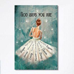 God Says You Are Ballerina White Dandelion Canvas Wall Art Christian Canvas Prints Bible Verse Canvas Art w1ci4t.jpg