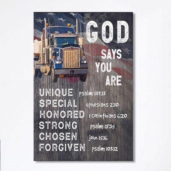God Says You Are Canvas – Christian Gifts For Trucker Drivers – Christian Wall Art Canvas