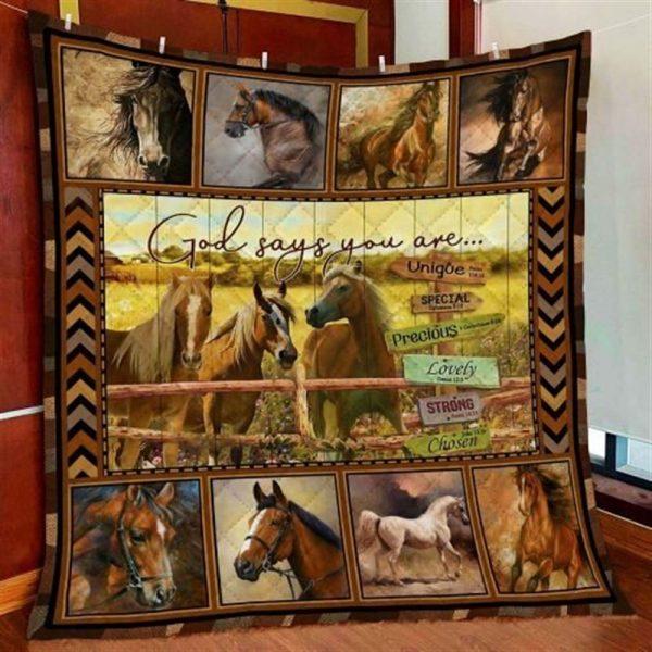 God Says You Are Horse Christian Quilt Blanket – Christian Gift For Believers