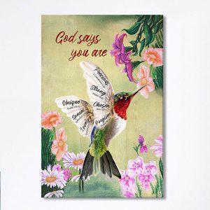 God Says You Are Hummingbird Canvas Art Bible Verse Wall Art Christian Inspirational Wall Decor mi3vip.jpg
