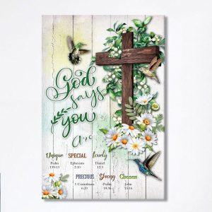 God Says You Are Hummingbird Daisy Canvas…