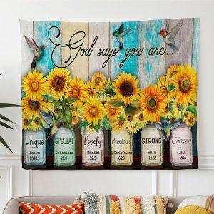 God Says You Are Hummingbird Sunflower Christian…