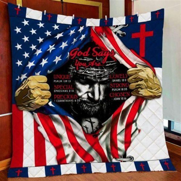 God Says You Are Jesus Christ Christian Quilt Blanket – Christian Gift For Believers