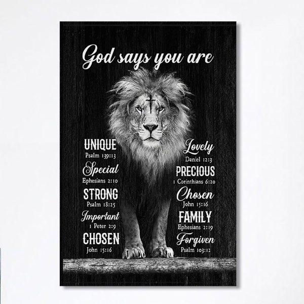 God Says You Are Lion Of Judah Cross Canvas Art – Bible Verse Wall Art – Christian Inspirational Wall Decor