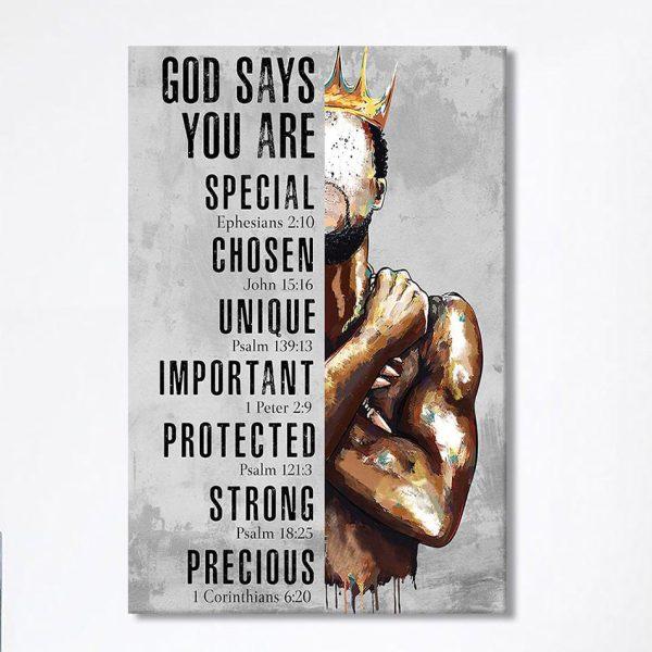 God Says You Are Motivational Black Canvas Art – African American Wall Art