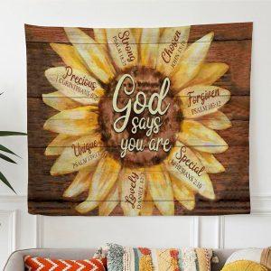 God Says You Are Sunflower Tapestry Wall…