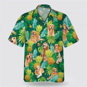 Golden Dog Leaves Green Tropic Pattern Hawaiian…