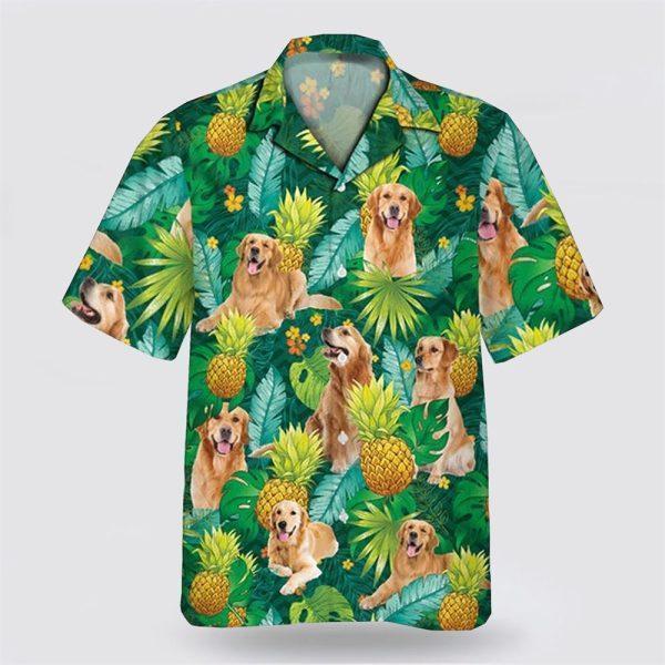 Golden Dog Leaves Green Tropic Pattern Hawaiian Shirt – Gift For Dog Lover