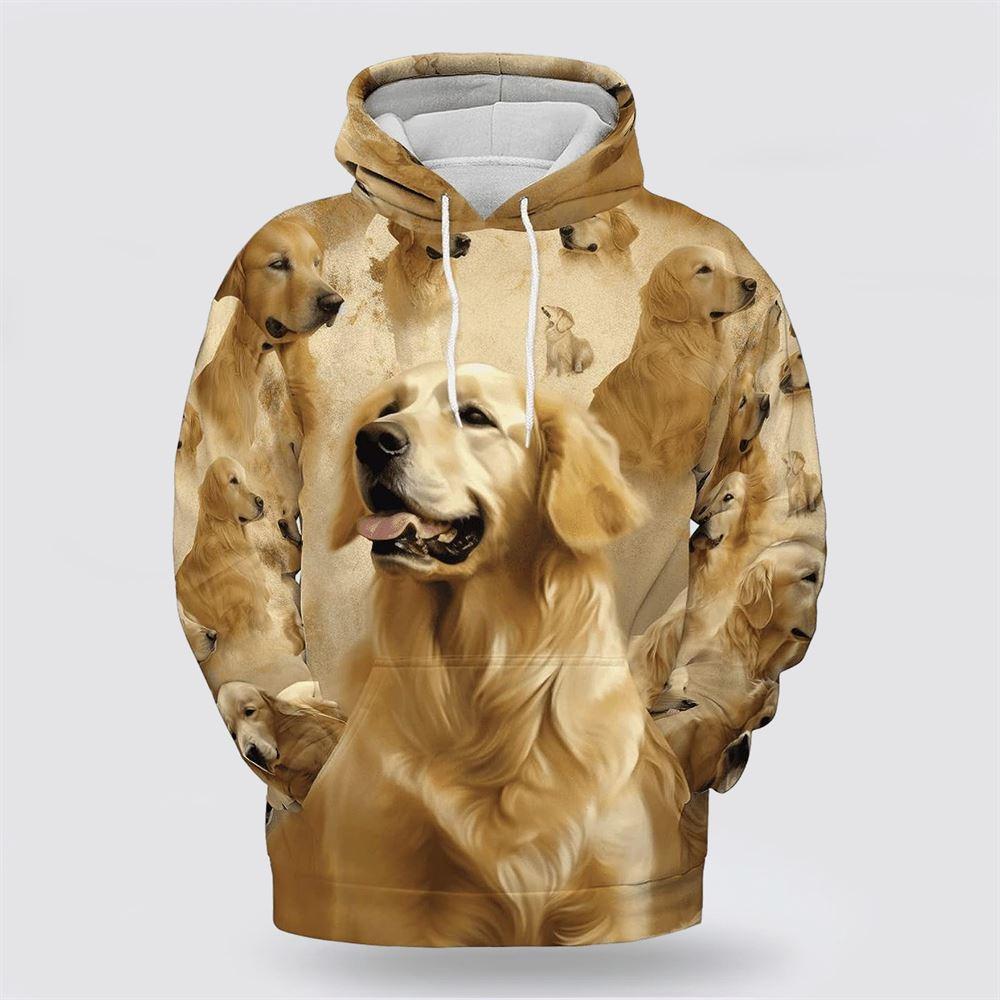 Golden Retriever Dog Pattern All Over Print Hoodie Shirt – Gift For Dog Lover