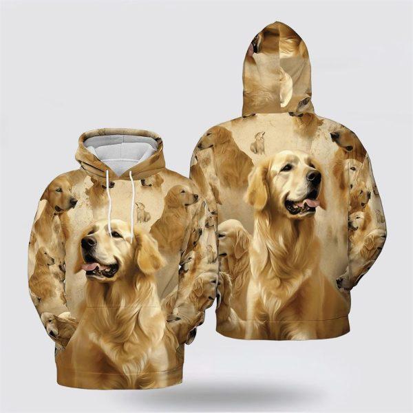Golden Retriever Dog Pattern All Over Print Hoodie Shirt – Gift For Dog Lover