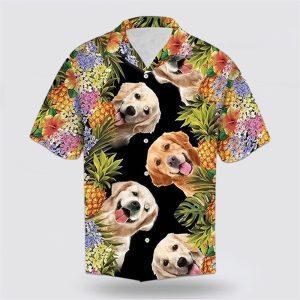 Golden Retriever Dog With Funny Face Hawaiin…