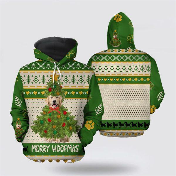 Golden Retriever Merry Woofmas Christmas All Over Print 3D Hoodie – Pet Lover Christmas Hoodie